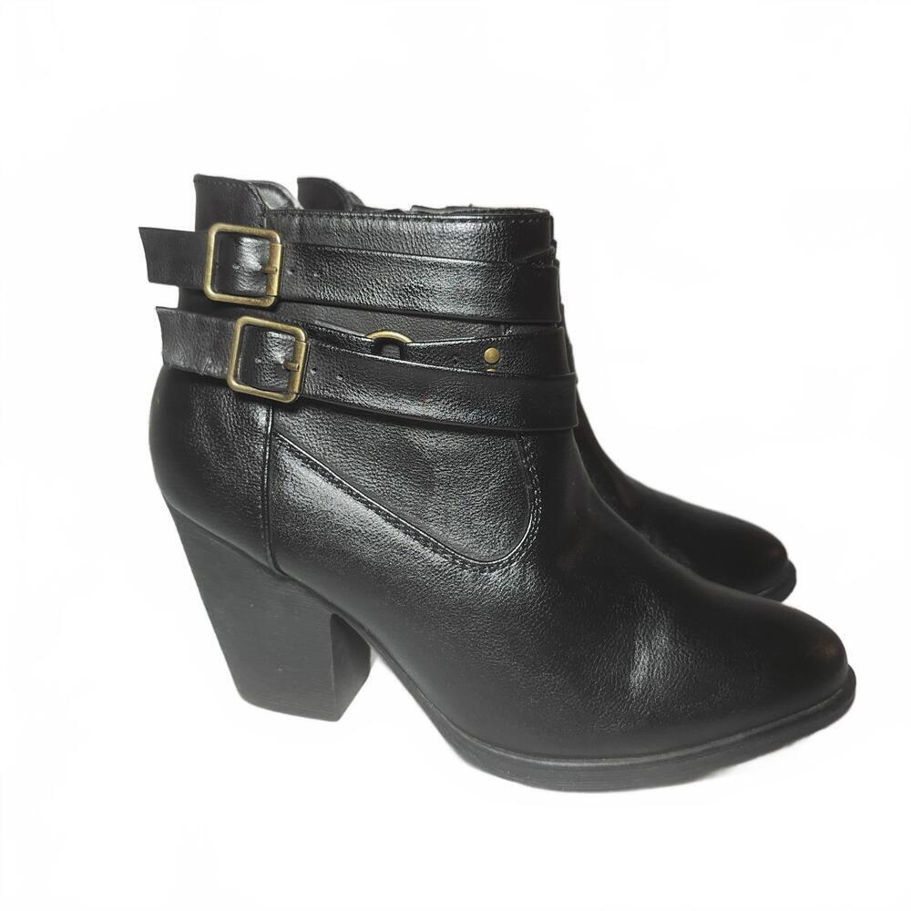 Bamboo Women's Tension-09V Black Heeled Ankle Boots Size 8.5